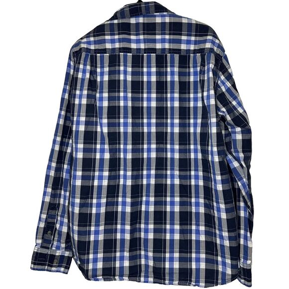 Original Weatherproof Vintage Shirt Mens Size Med Blue Flannel Button Down Plaid - Picture 4 of 6